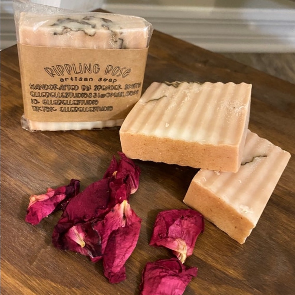 Handmade Soap Bars. All natural, Made with goats milk and real rose petals.
